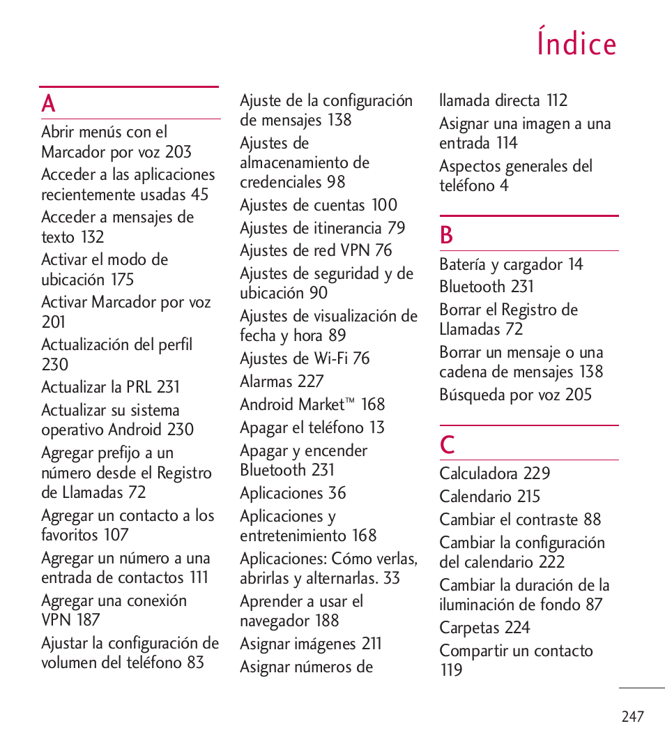 Índice | LG LGL85C User Manual | Page 486 / 490