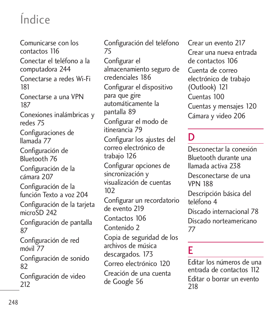 Índice | LG LGL85C User Manual | Page 487 / 490