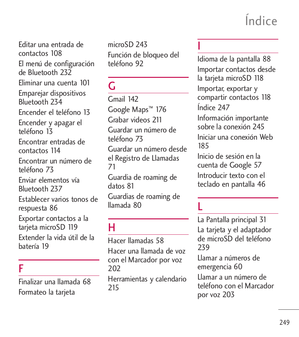 Índice | LG LGL85C User Manual | Page 488 / 490