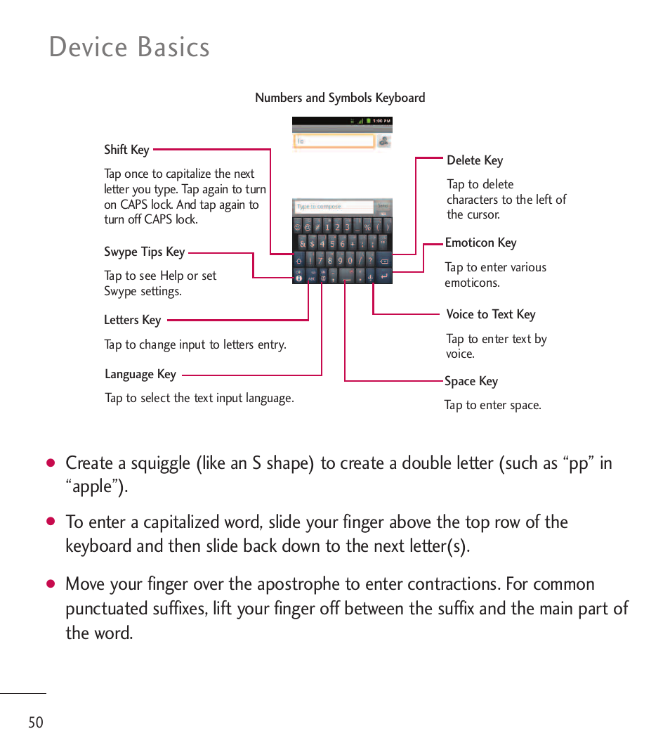 Device basics | LG LGL85C User Manual | Page 52 / 490