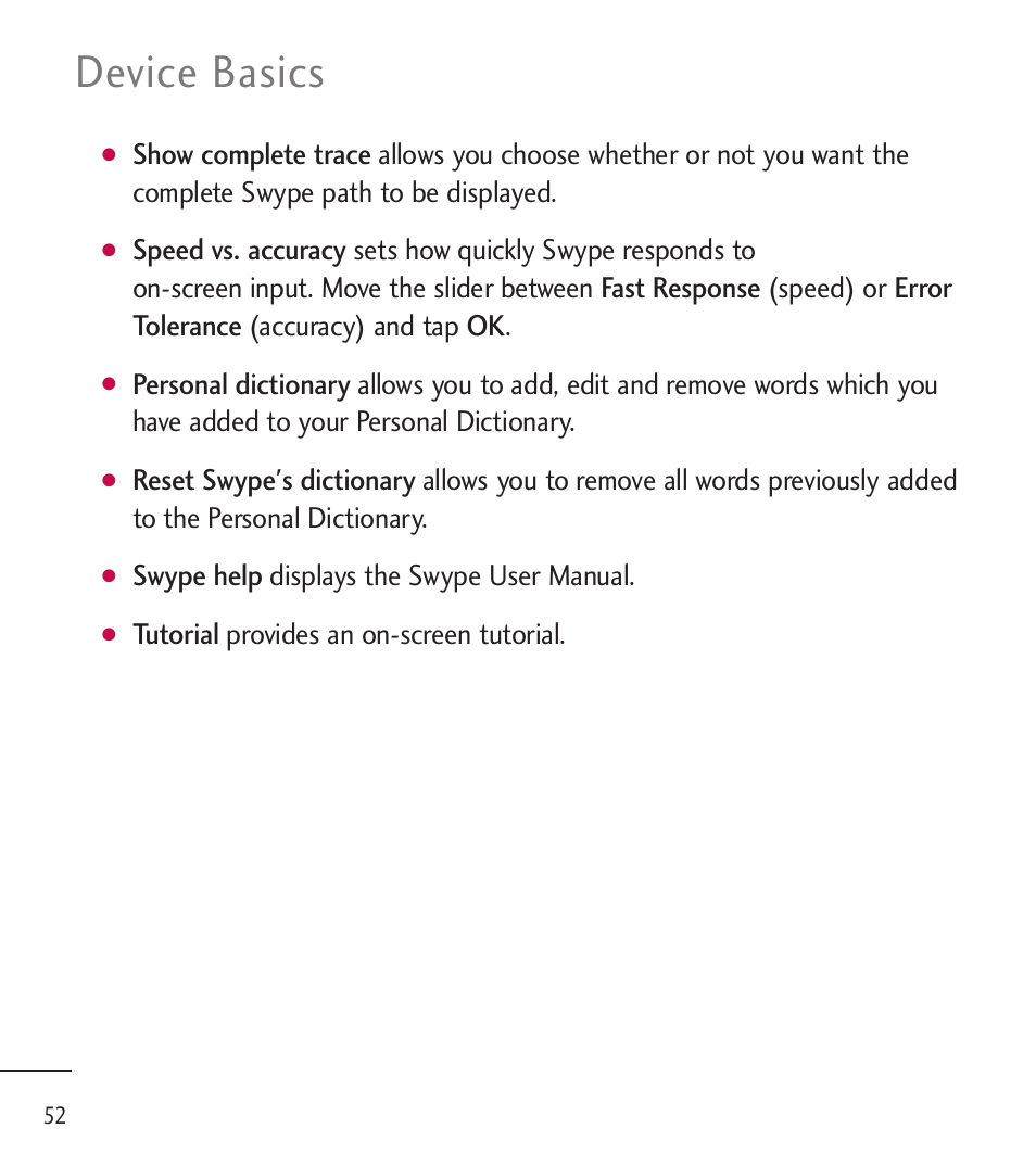 Device basics | LG LGL85C User Manual | Page 54 / 490