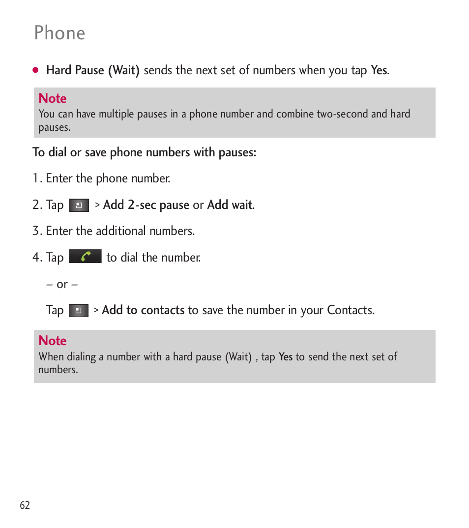 Phone | LG LGL85C User Manual | Page 64 / 490