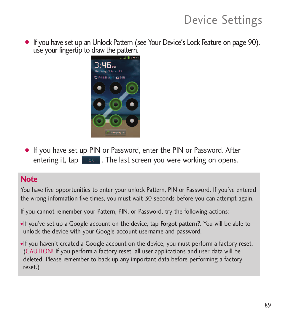 Device settings | LG LGL85C User Manual | Page 91 / 490