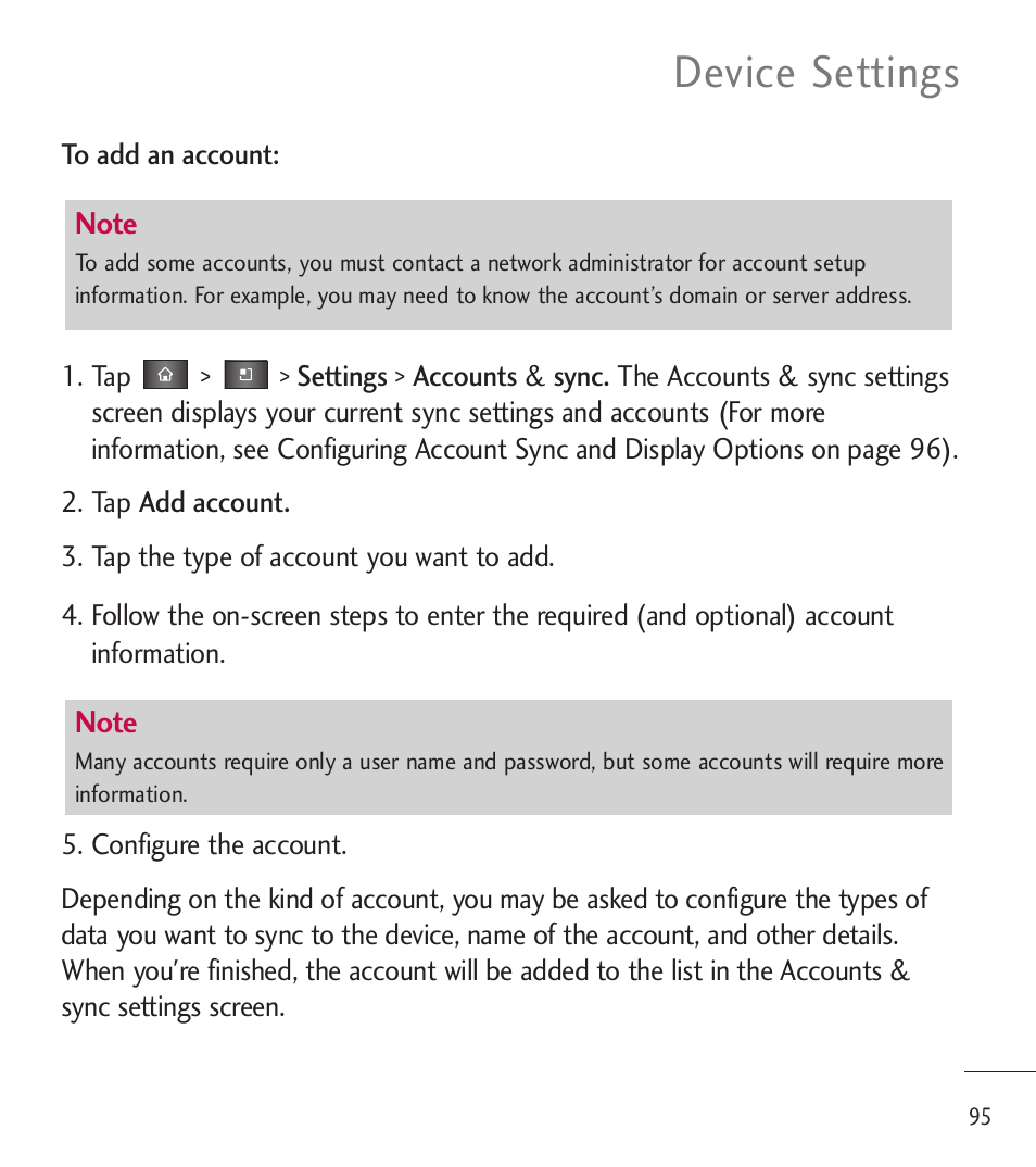 Device settings | LG LGL85C User Manual | Page 97 / 490