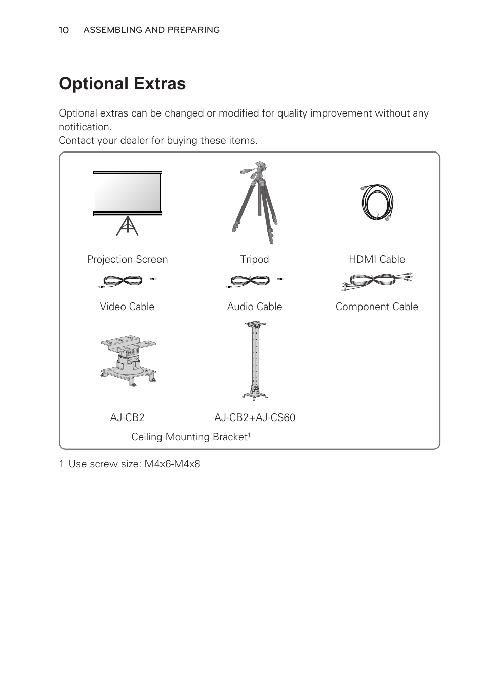 Optional extras | LG HW301G User Manual | Page 10 / 70