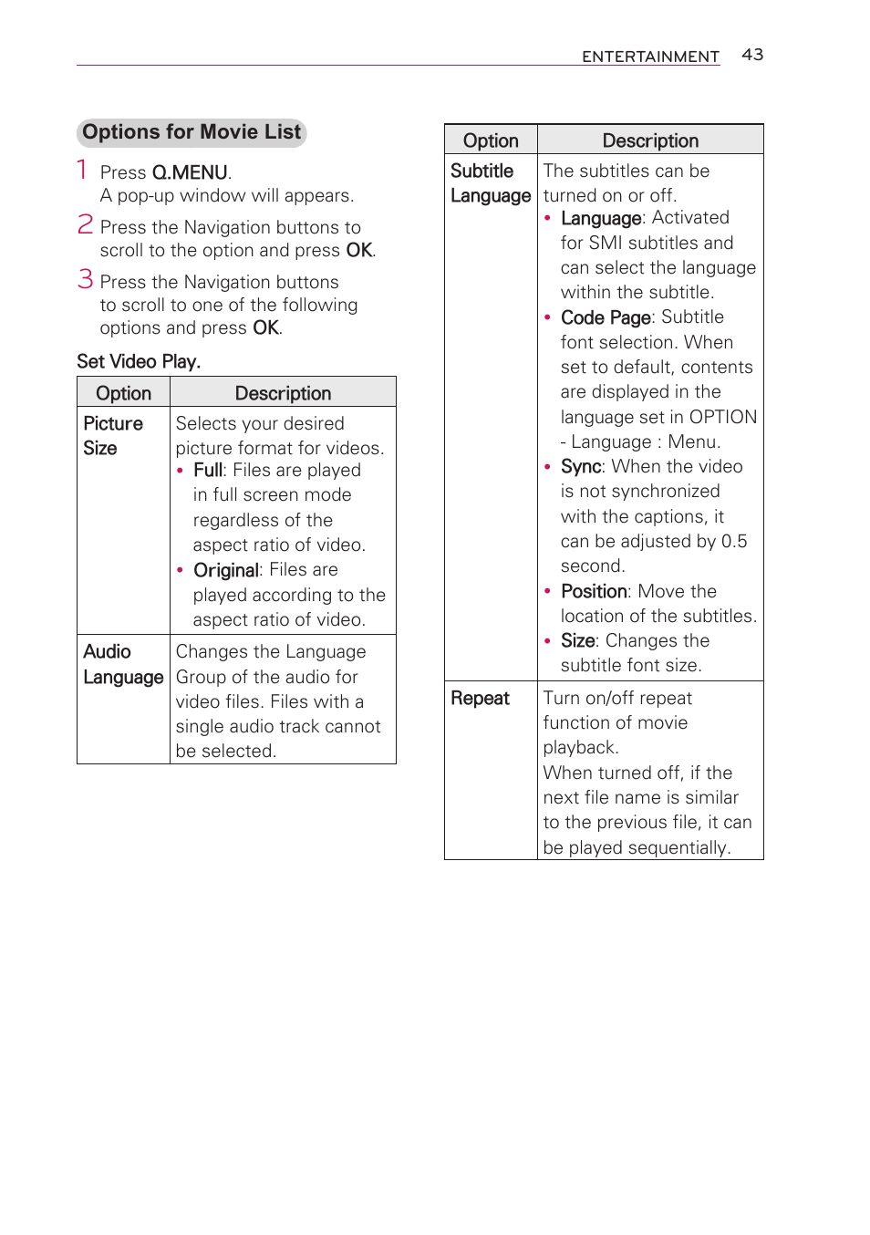 LG HW301G User Manual | Page 43 / 70