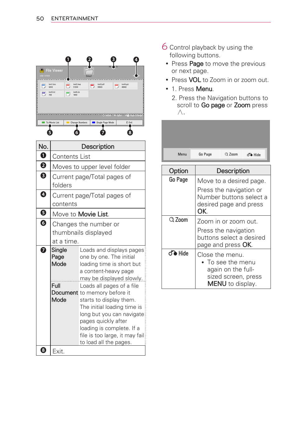 Exit, Entertainment | LG HW301G User Manual | Page 50 / 70