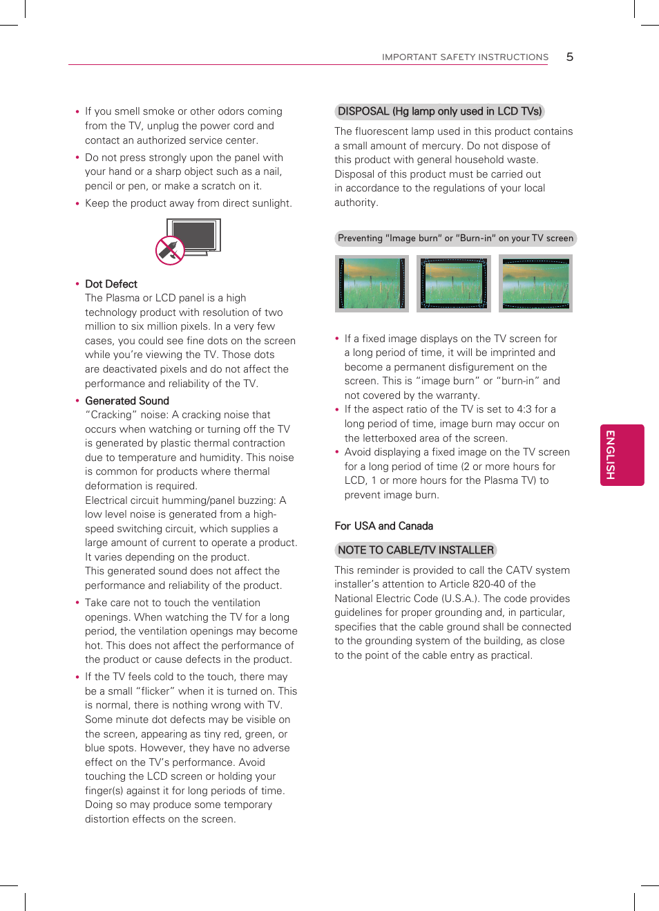 LG 55LS4600 User Manual | Page 5 / 32