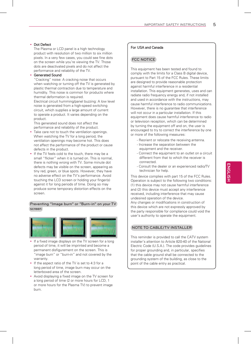 LG 42LN5700 User Manual | Page 5 / 52