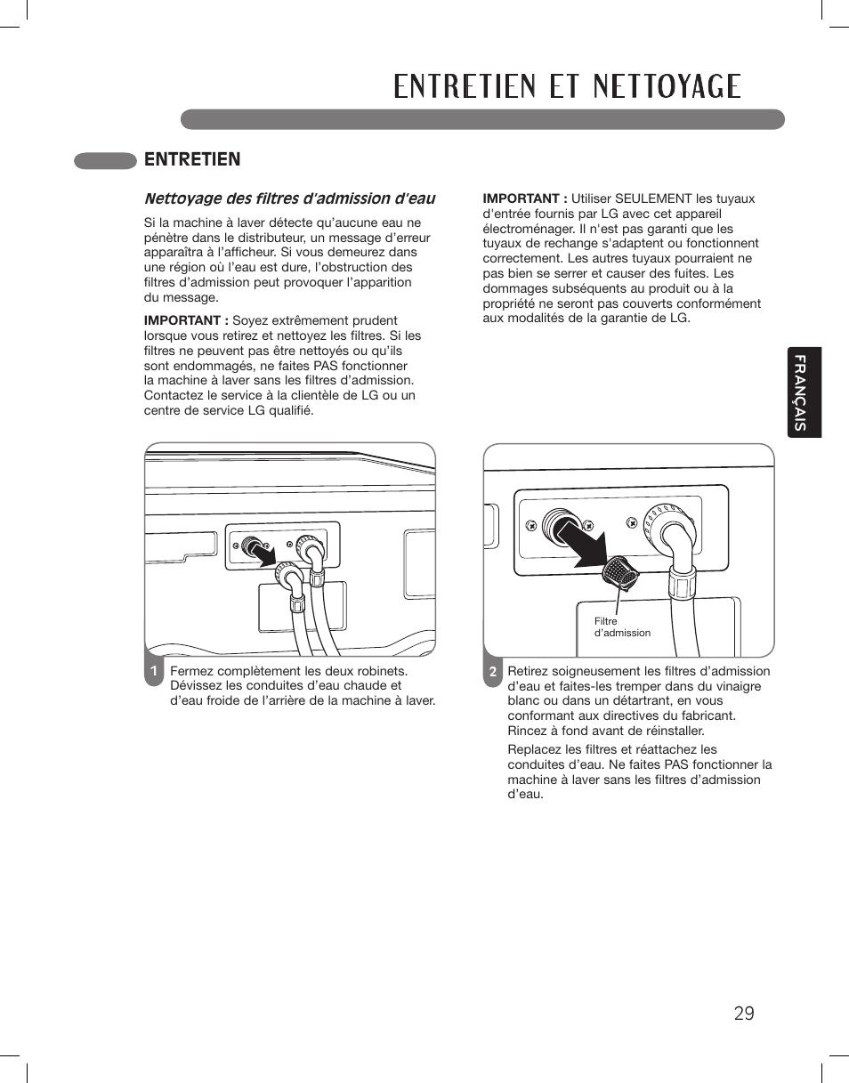 Entretien | LG LSWF388HVS User Manual | Page 101 / 108