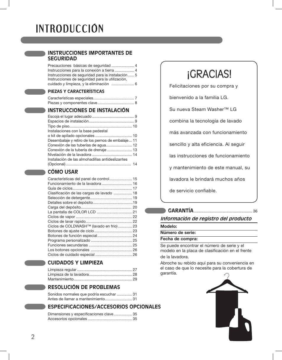 Gracias | LG LSWF388HVS User Manual | Page 38 / 108