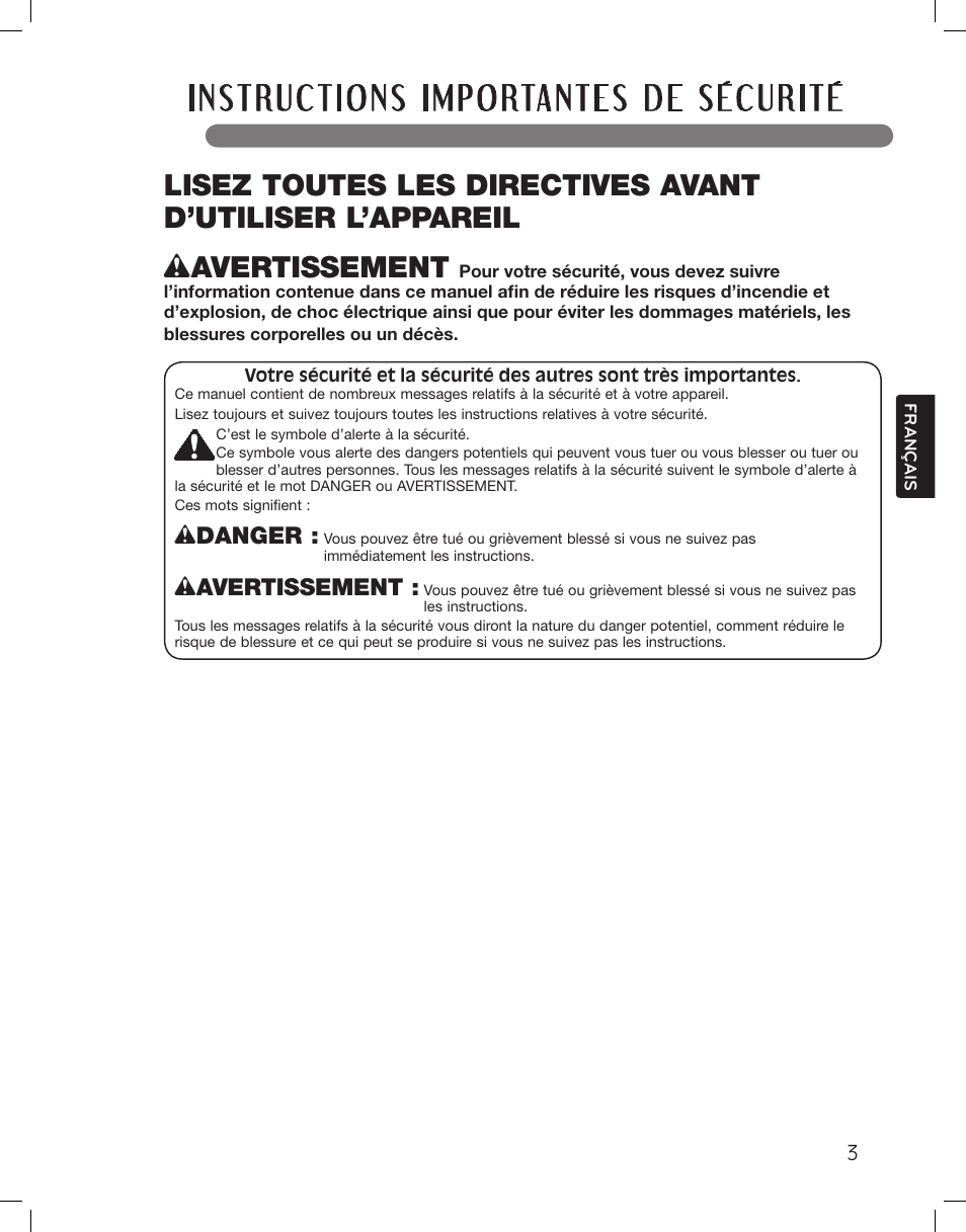 Wavertissement, Wdanger | LG LSWF388HVS User Manual | Page 75 / 108