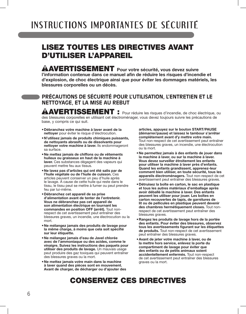 Wavertissement | LG LSWF388HVS User Manual | Page 78 / 108