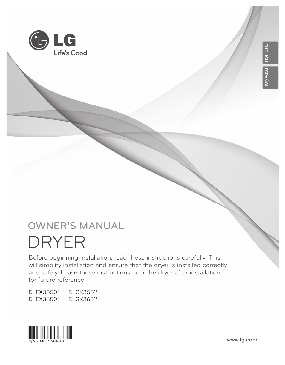 LG DLEX3650V User Manual | 96 pages