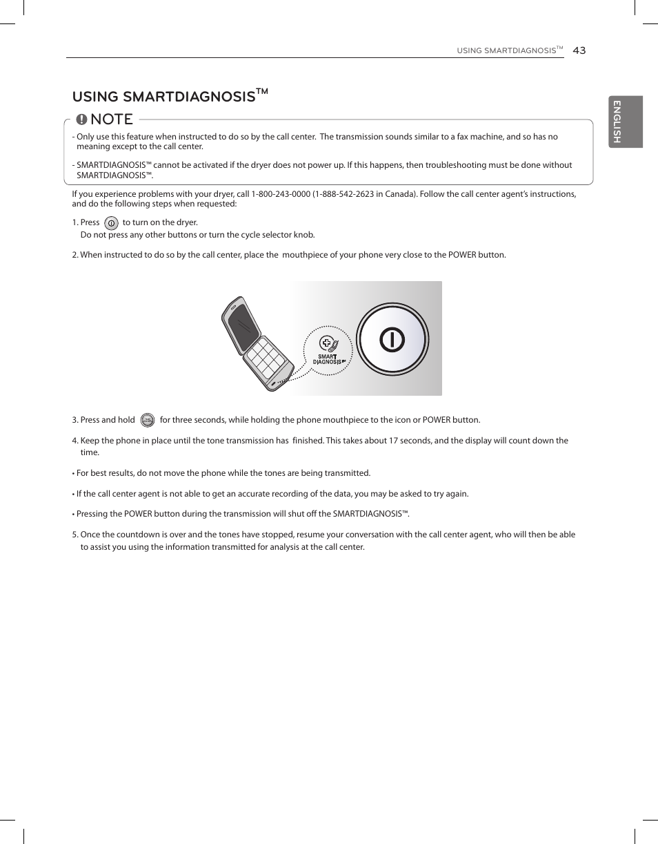 Using smartdiagnosis | LG DLEX3650V User Manual | Page 43 / 96