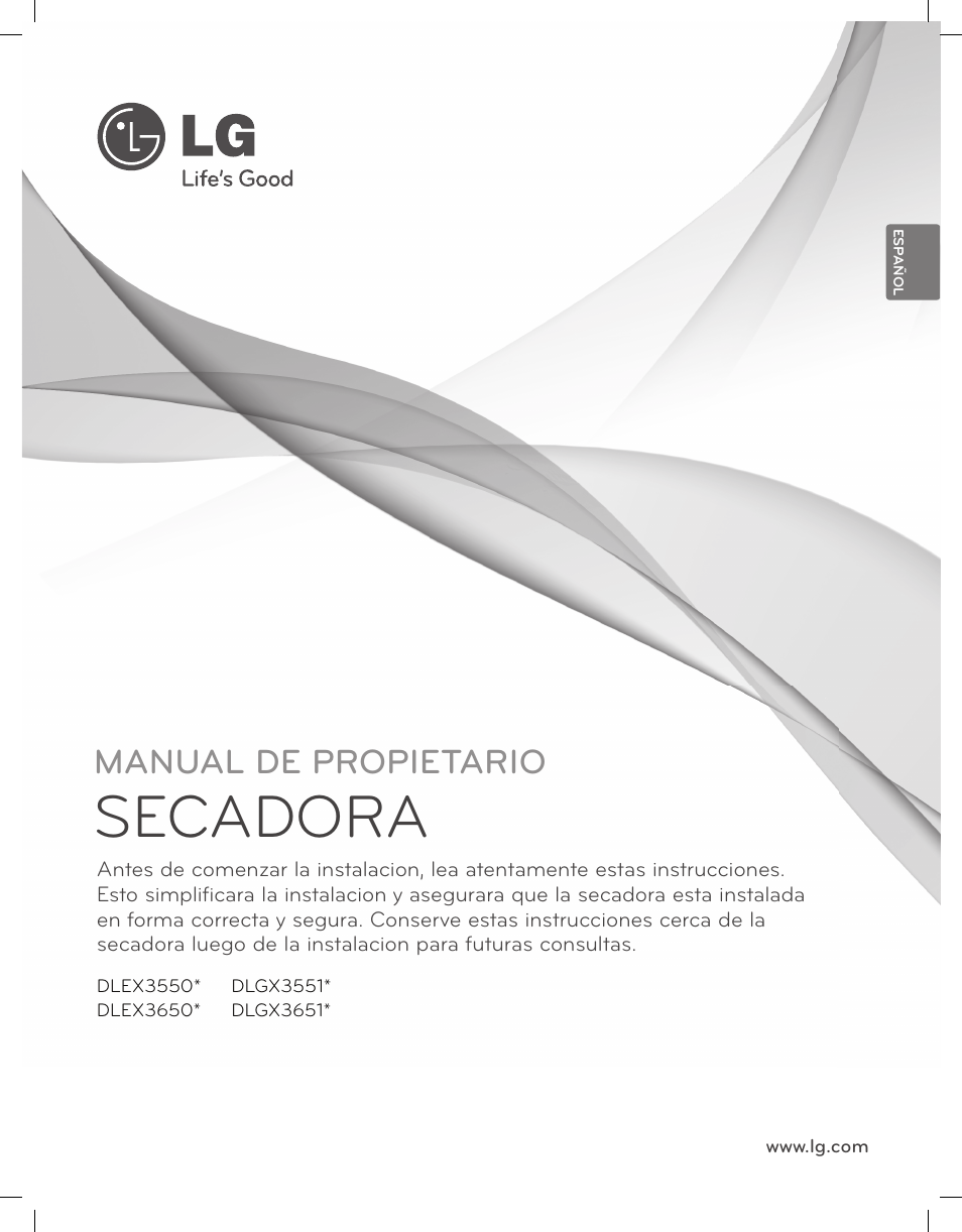 Secadora, Manual de propietario | LG DLEX3650V User Manual | Page 47 / 96