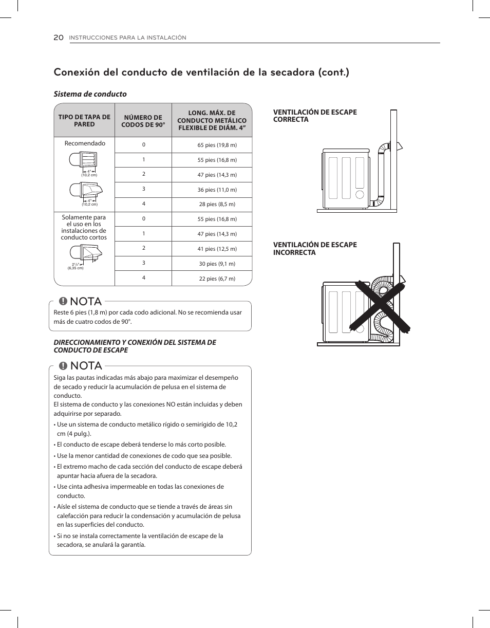Nota | LG DLEX3650V User Manual | Page 66 / 96