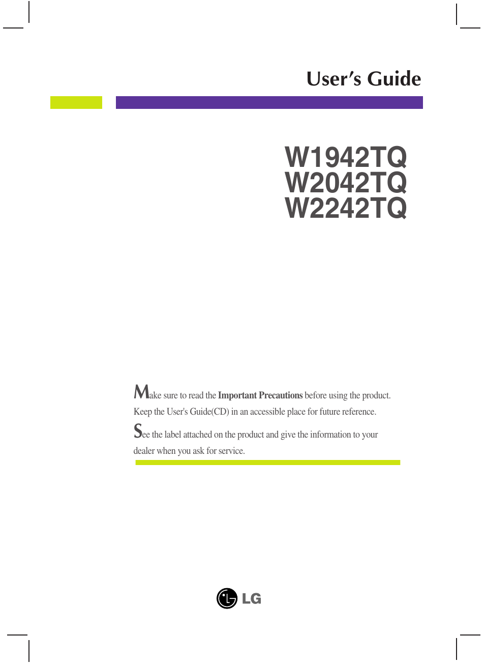 LG W1942TQ-BF User Manual | 25 pages