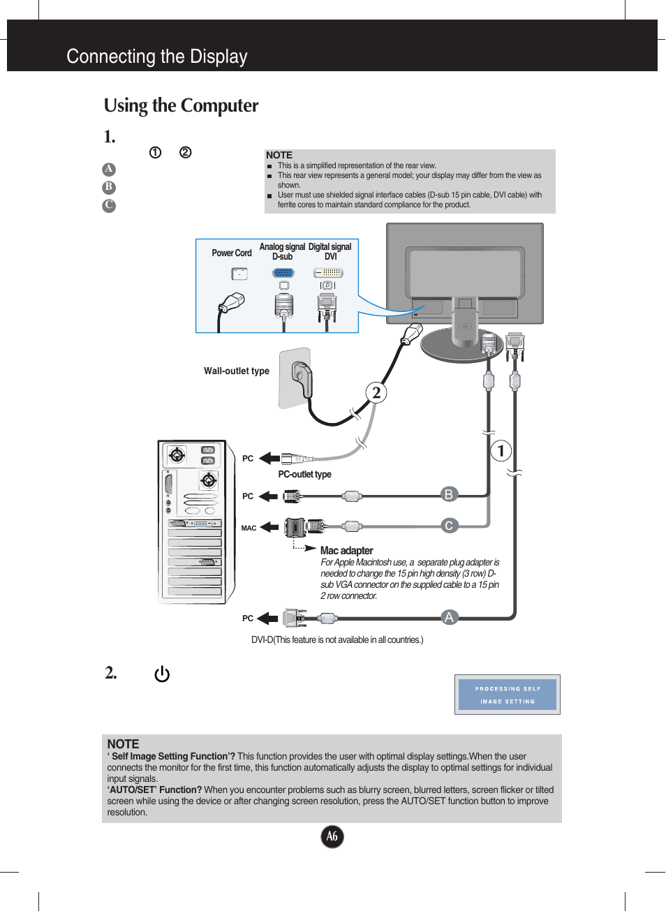 Using the computer, Connecting the display | LG W1942TQ-BF User Manual | Page 7 / 25
