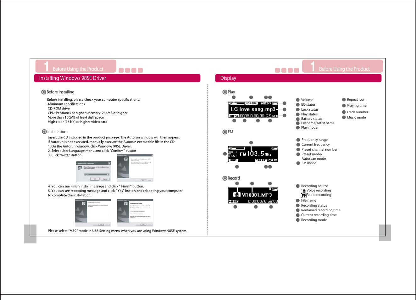 Installing windows 98se driver | LG PS34GNGB.AES2STD User Manual | Page 10 / 23