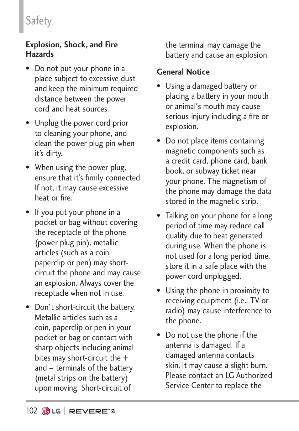 Safety | LG LGVN150S User Manual | Page 104 / 274