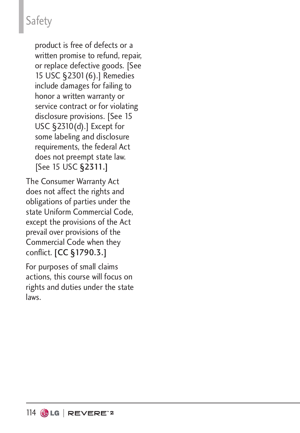 Safety | LG LGVN150S User Manual | Page 116 / 274