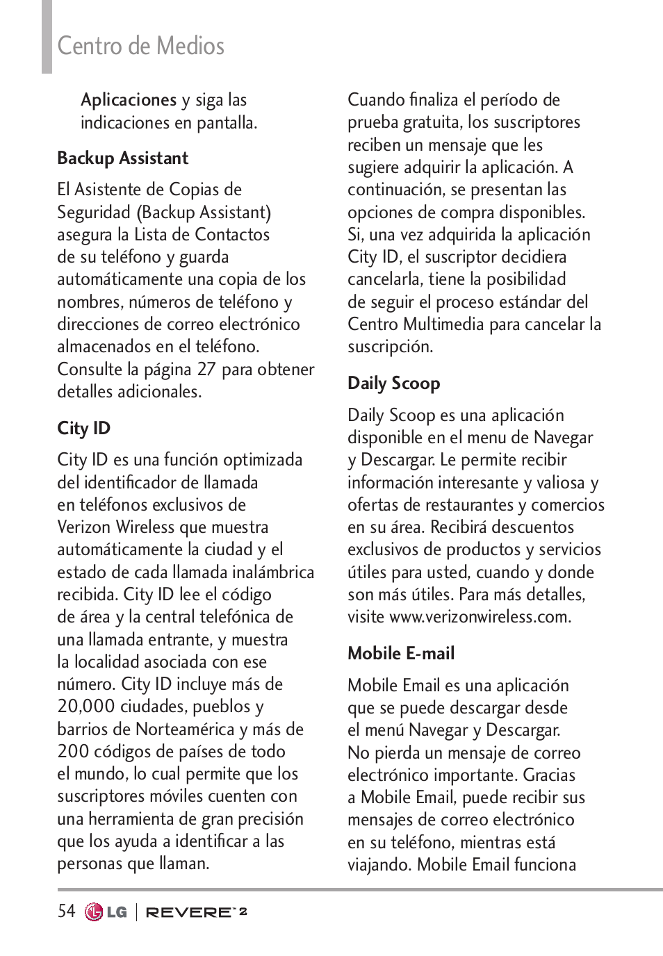 Centro de medios | LG LGVN150S User Manual | Page 184 / 274