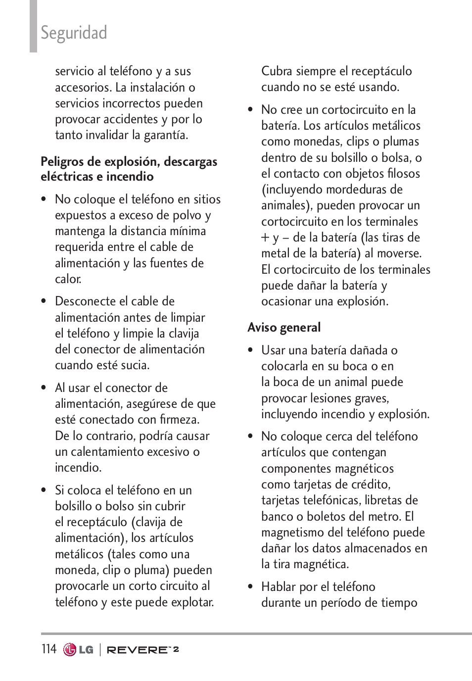 Seguridad | LG LGVN150S User Manual | Page 244 / 274