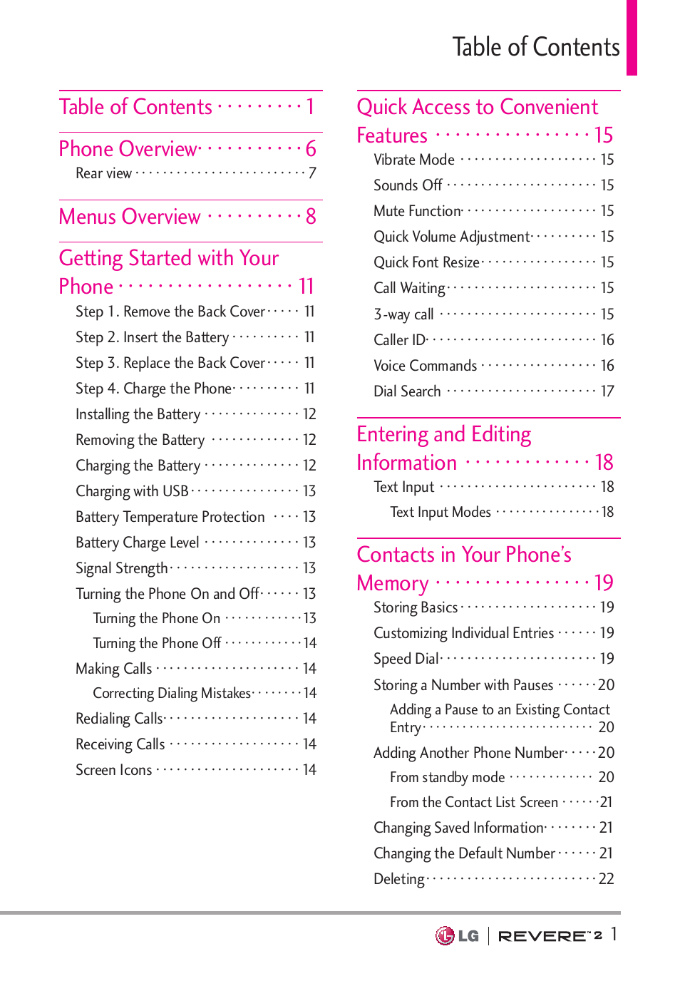 LG LGVN150S User Manual | Page 3 / 274