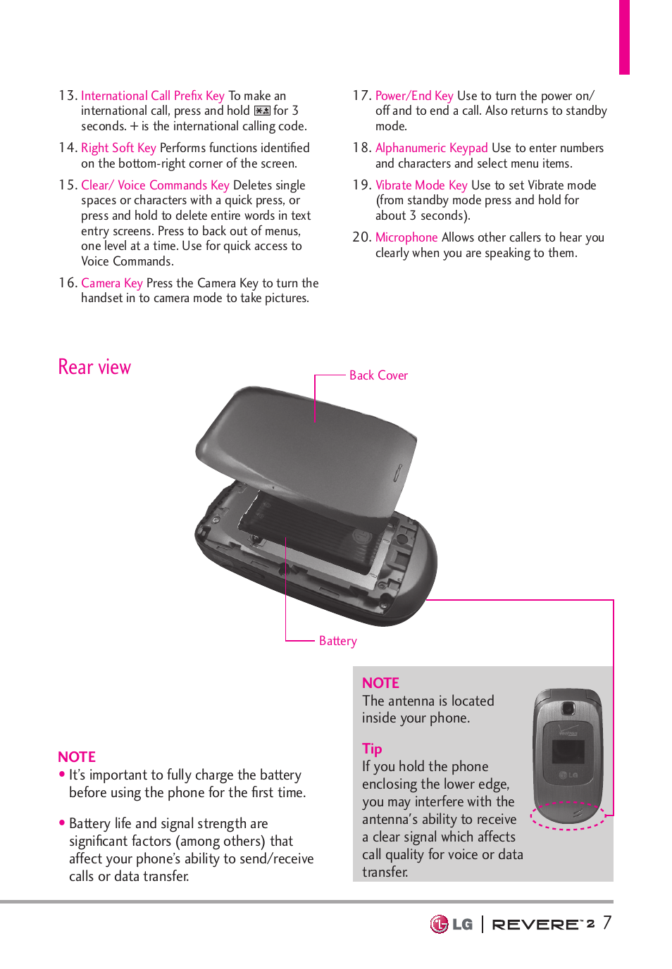 Rear view | LG LGVN150S User Manual | Page 9 / 274