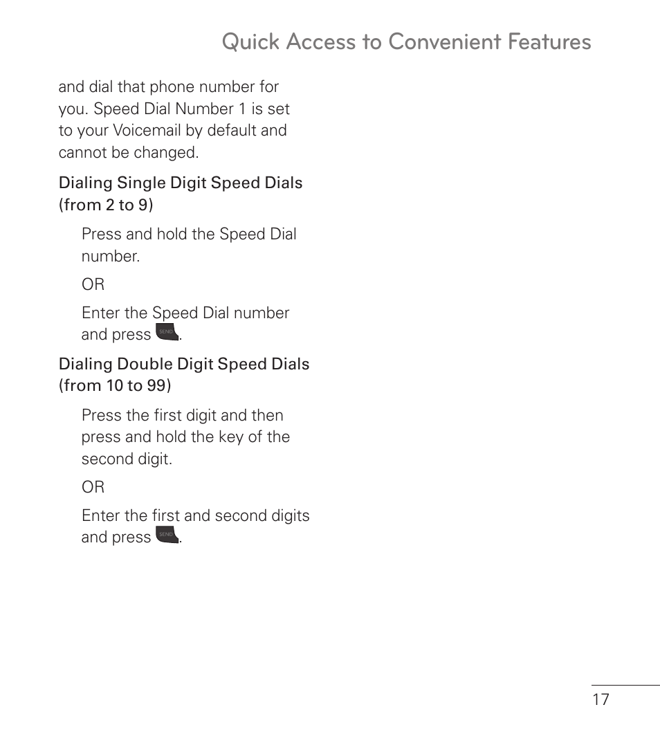 Quick access to convenient features | LG LG236C User Manual | Page 19 / 64