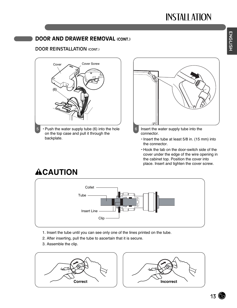 Wcaution, 13 door and drawer removal | LG LMX25964SS User Manual | Page 13 / 43