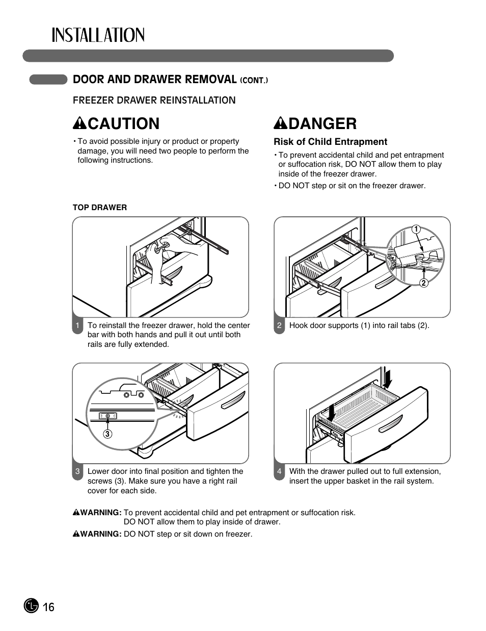 Wcaution, Wdanger | LG LMX25964SS User Manual | Page 16 / 43