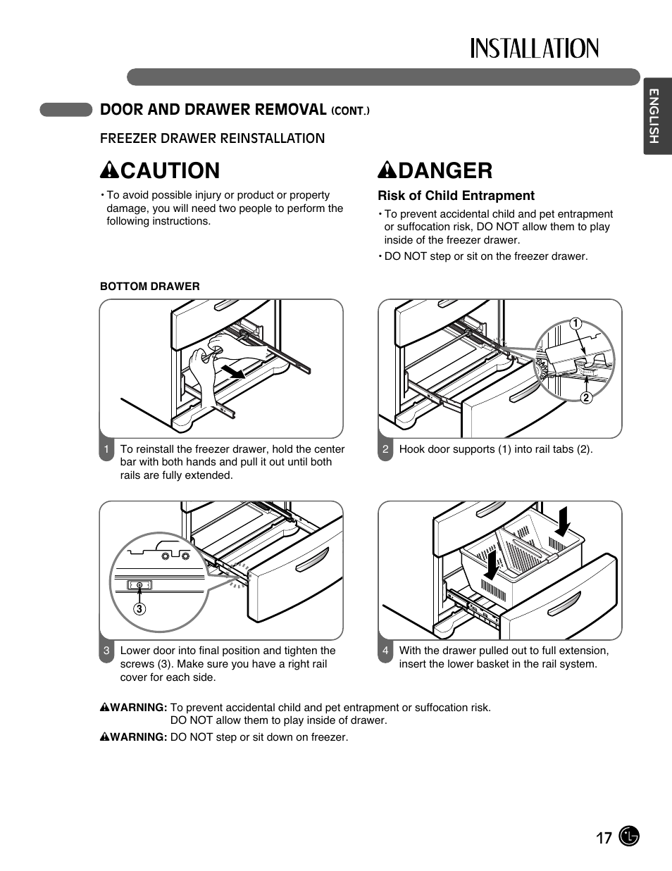 Wcaution, Wdanger | LG LMX25964SS User Manual | Page 17 / 43