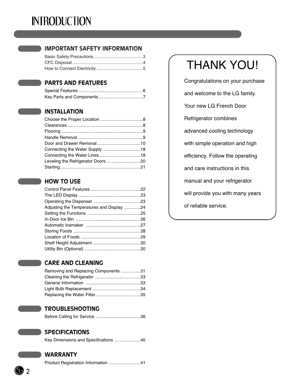 LG LMX25964SS User Manual | Page 2 / 43