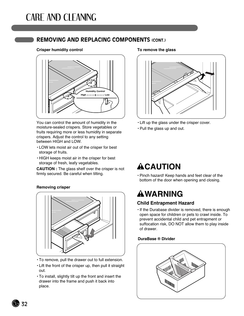 Wcaution, Wwarning, 32 removing and replacing components | LG LMX25964SS User Manual | Page 32 / 43