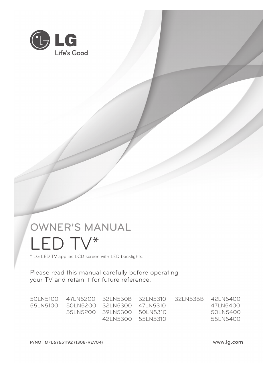 LG 50LN5100 User Manual | 48 pages