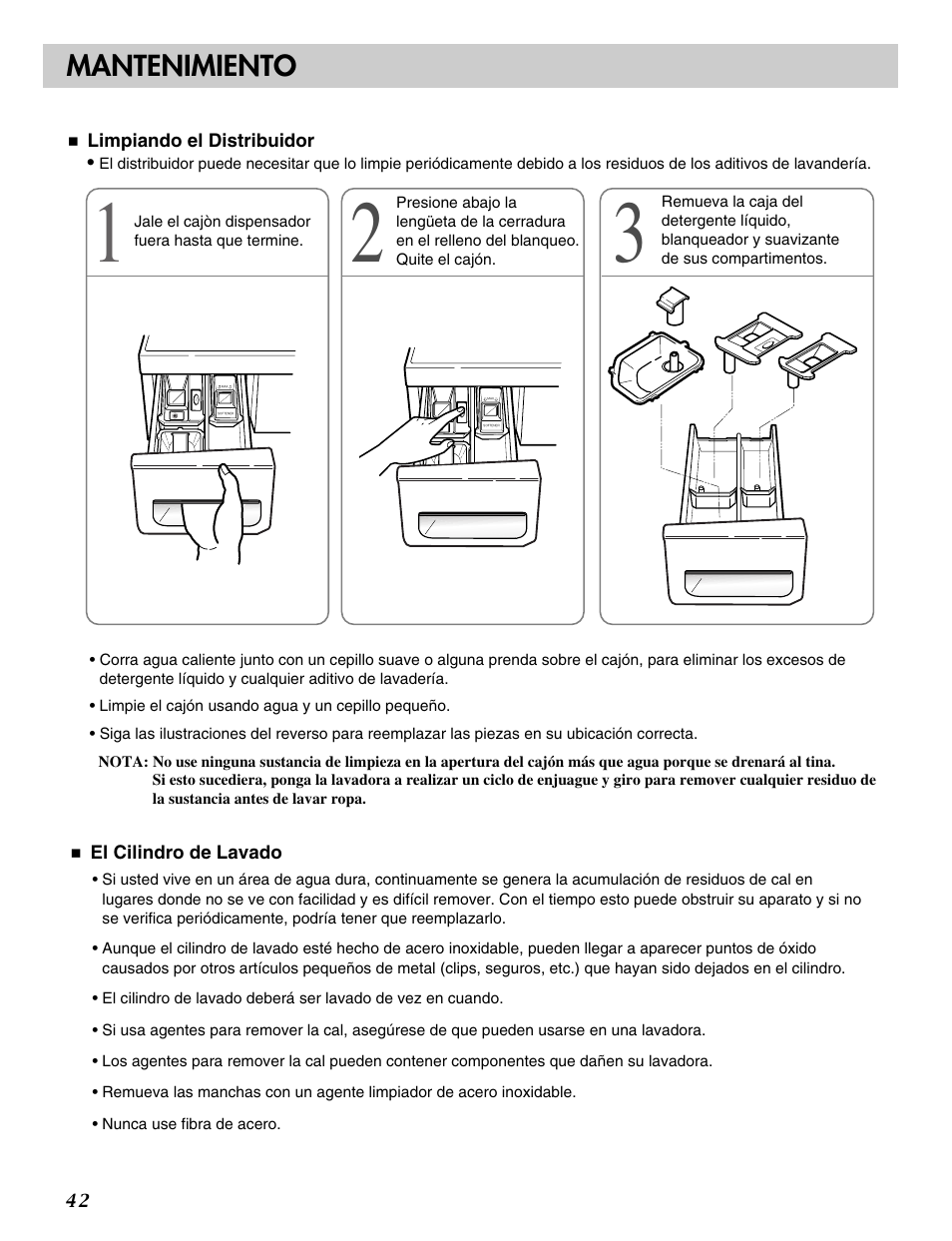 Mantenimiento | LG WM2233HS User Manual | Page 43 / 48