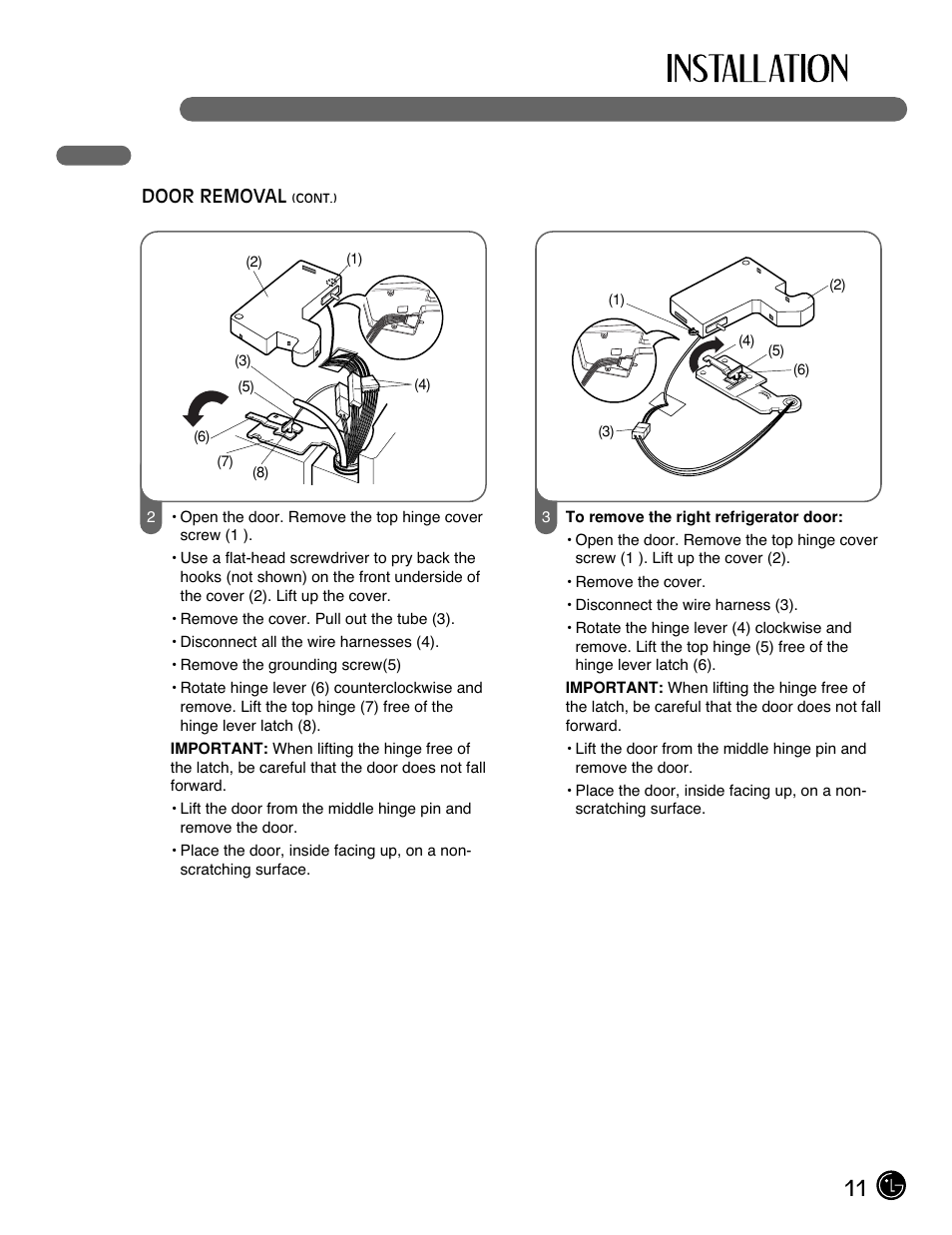 11 door and drawer removal | LG LFX25971ST User Manual | Page 11 / 44