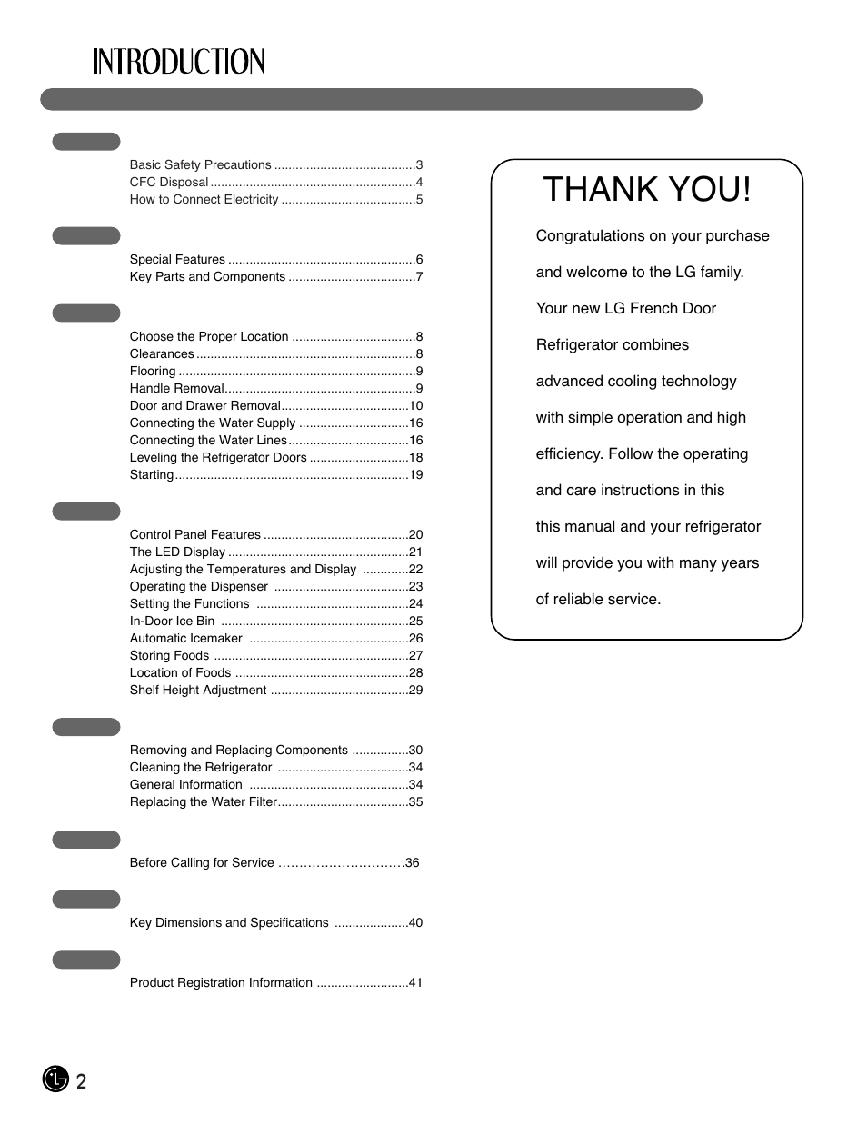 LG LFX25971ST User Manual | Page 2 / 44