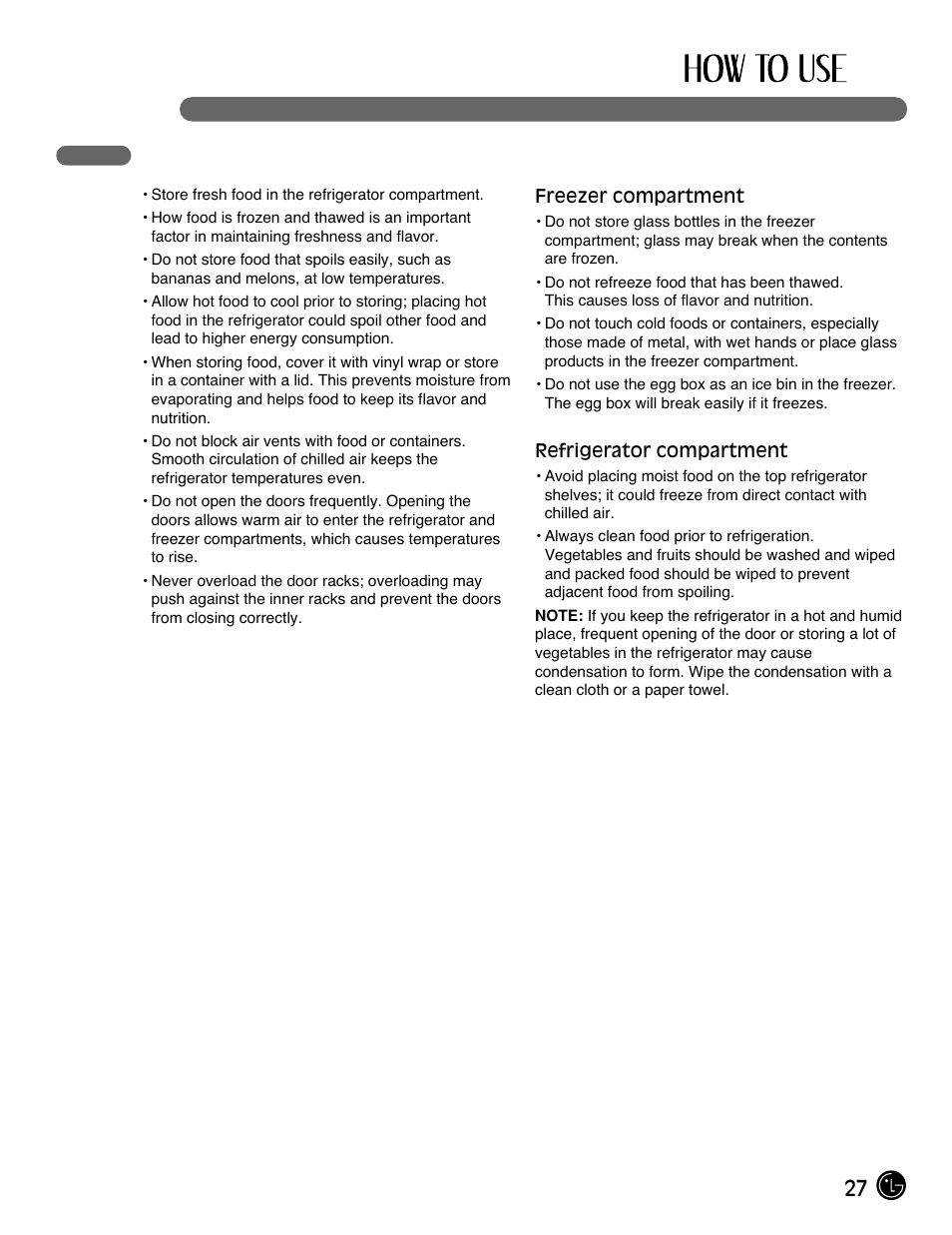 27 storing foods | LG LFX25971ST User Manual | Page 27 / 44