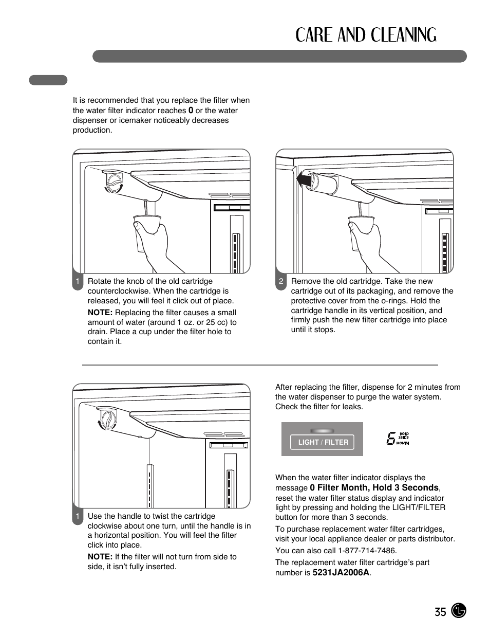 35 replacing the water filter | LG LFX25971ST User Manual | Page 35 / 44