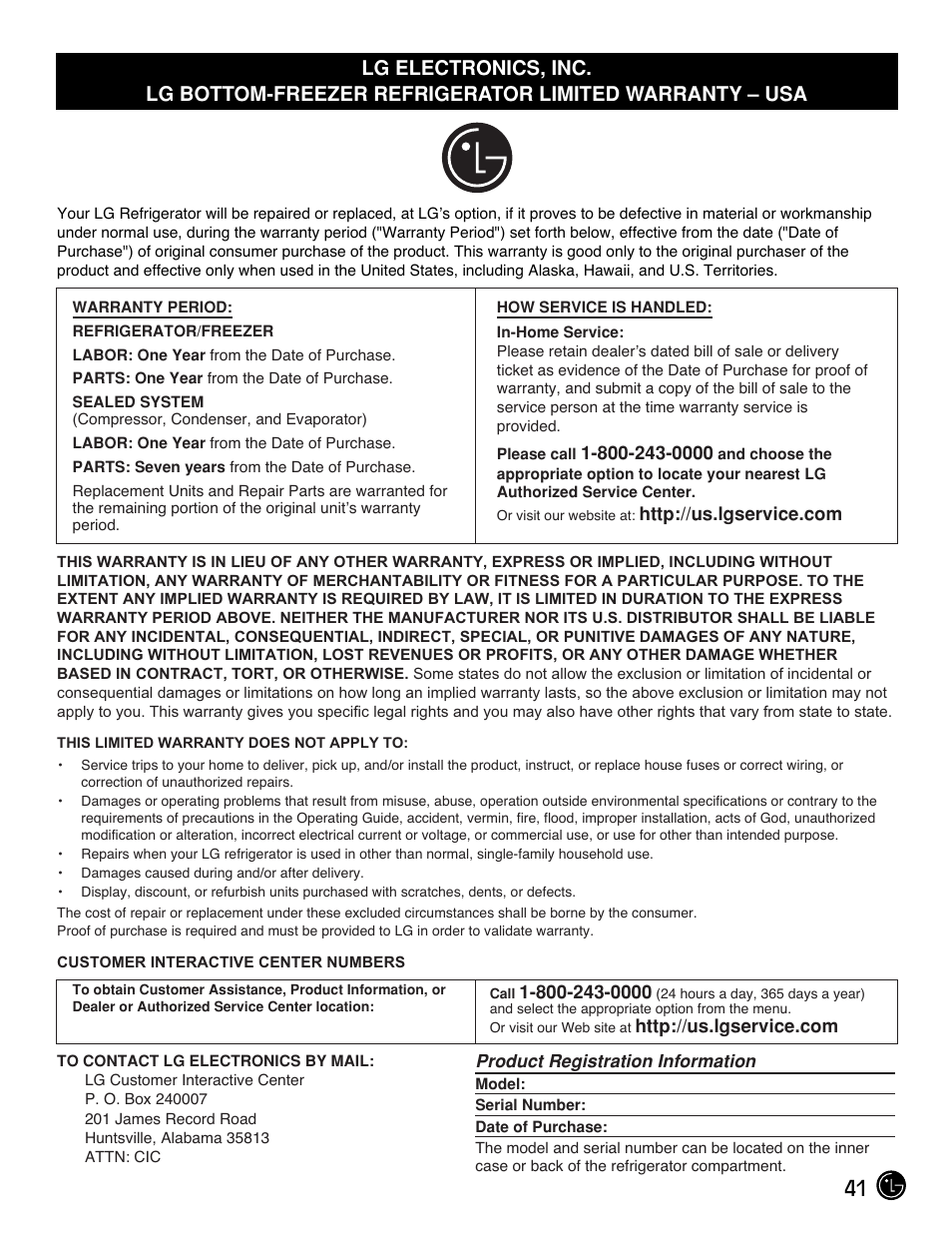 LG LFX25971ST User Manual | Page 41 / 44