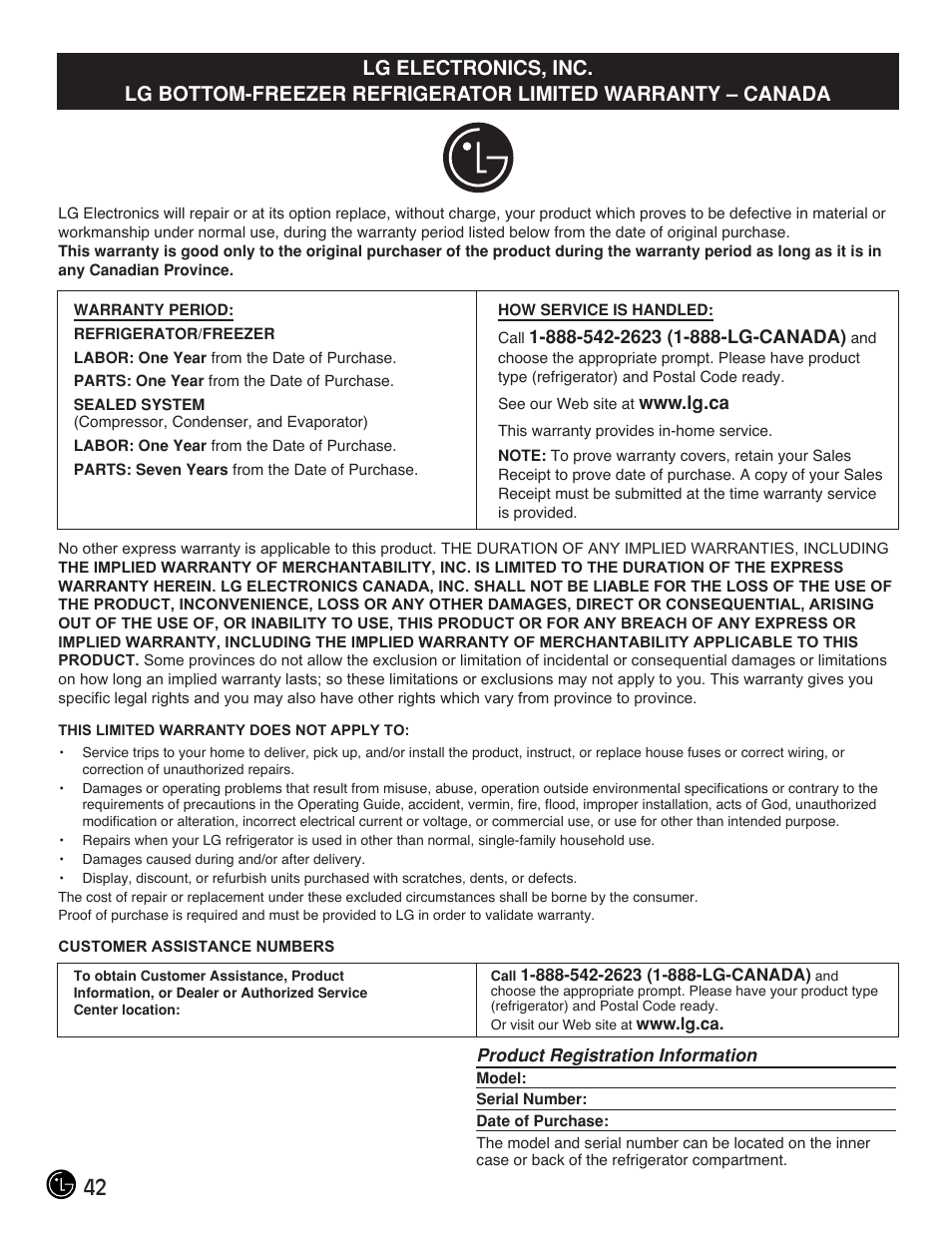 LG LFX25971ST User Manual | Page 42 / 44