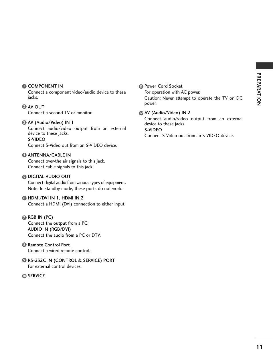 Prep ar at ion | LG 50PC5D-UC User Manual | Page 13 / 94