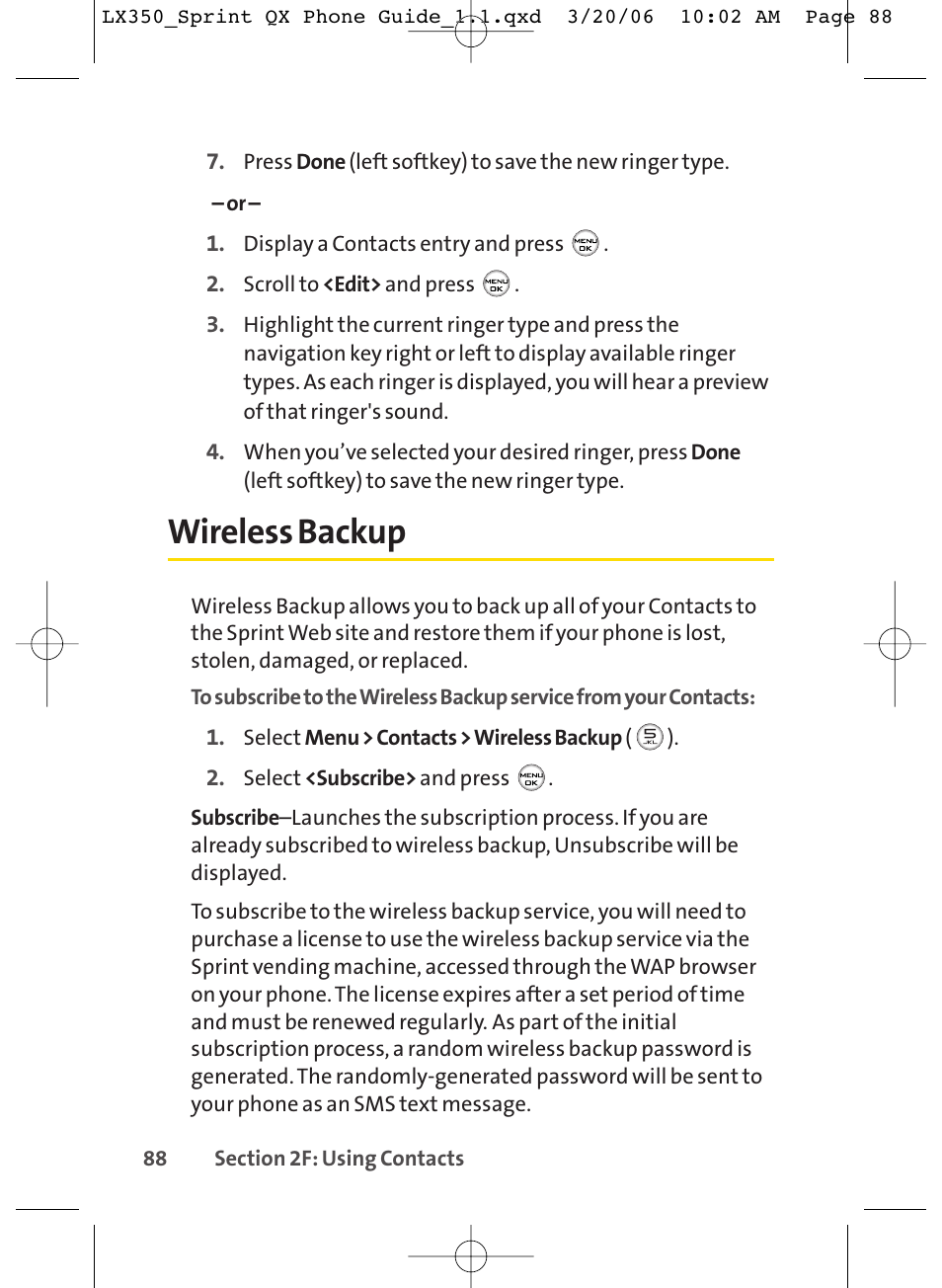 Wireless backup | LG LGLX350 User Manual | Page 103 / 219