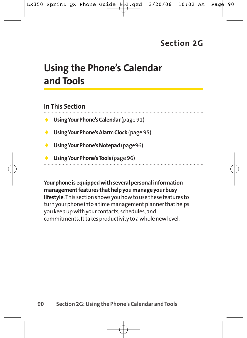 Using the phone’s calendar and tools | LG LGLX350 User Manual | Page 105 / 219