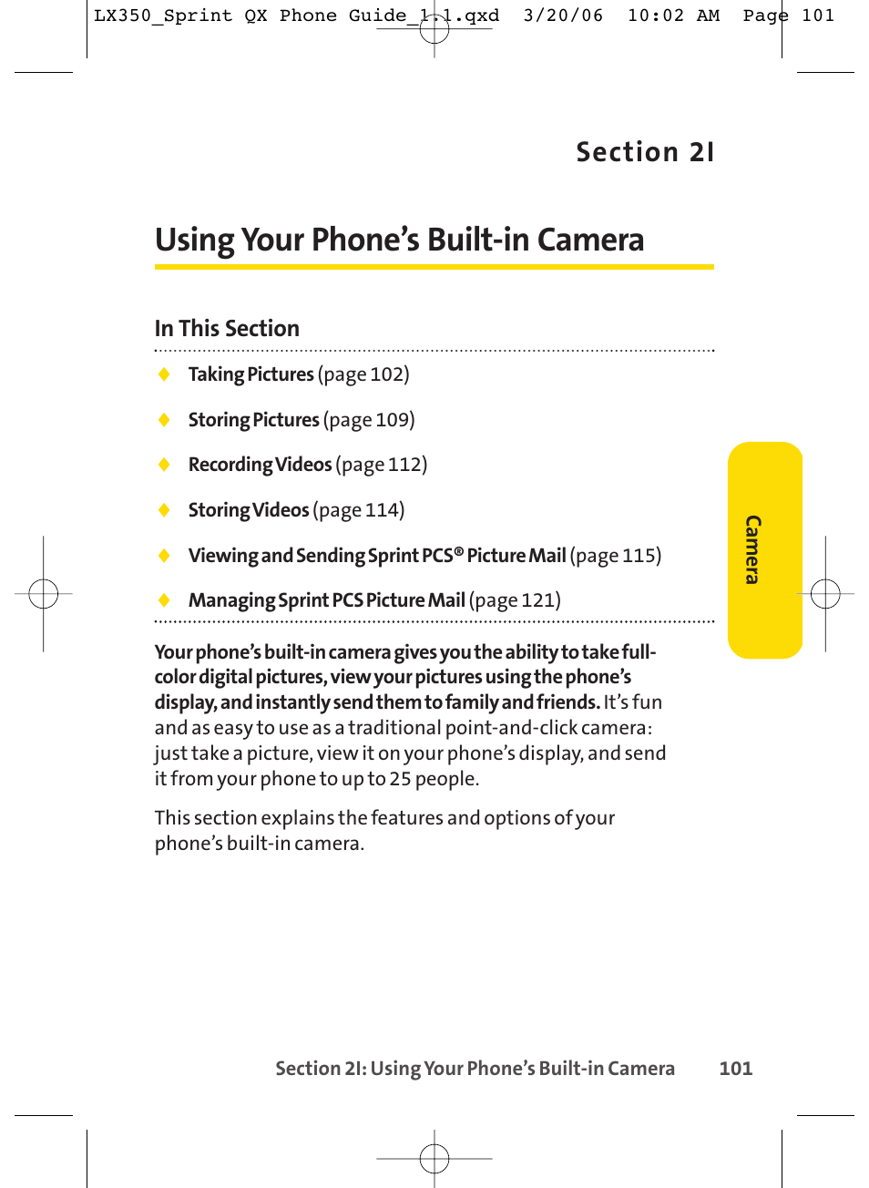 Using your phone’s built-in camera | LG LGLX350 User Manual | Page 116 / 219