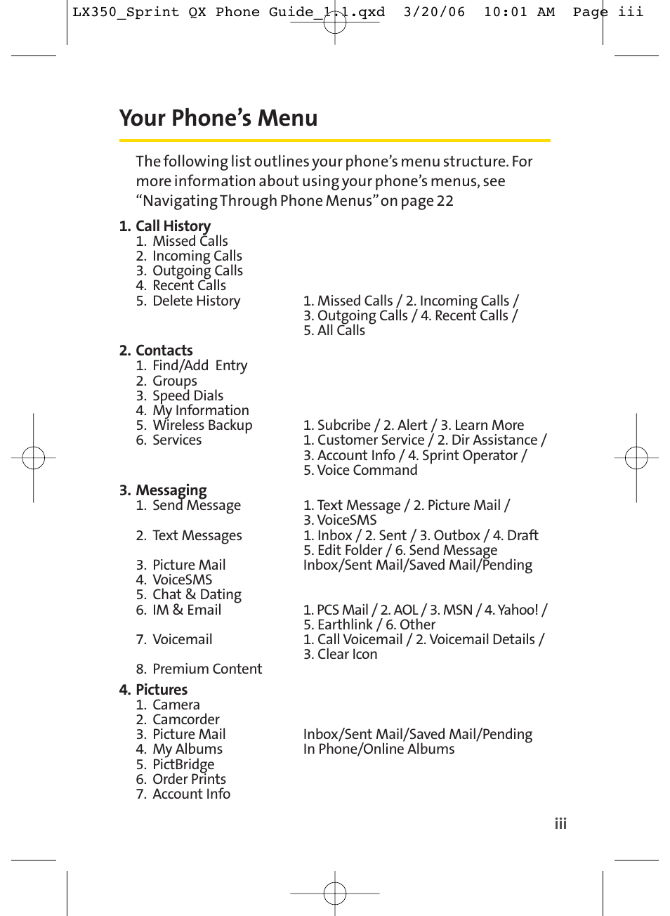 Your phone’s menu | LG LGLX350 User Manual | Page 12 / 219