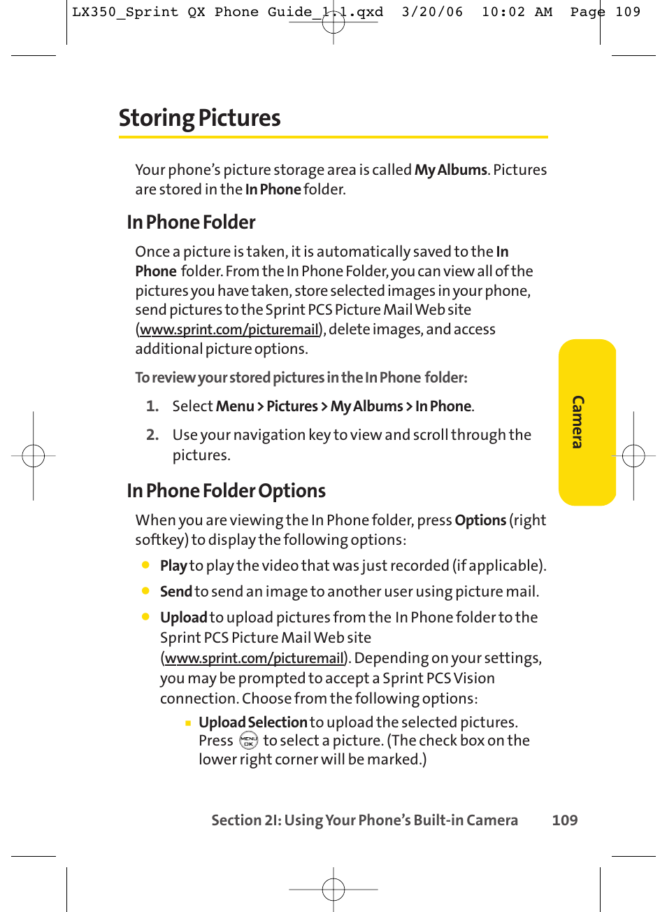 Storing pictures | LG LGLX350 User Manual | Page 124 / 219